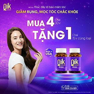 [Tặng Hộp 15v] Combo 4 Hộp 30v - Viên Uống Mọc Tóc Qik Hair For Women Ecogreen Giảm Rụng Tóc Cho Nữ