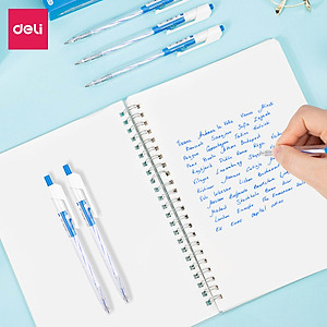 Combo 5-10-20 Bút Bi Bấm Deli EQ24 Ngòi 0.7mm - Mực Xanh/Đen/Đỏ - Bút bi dầu phù hợp học sinh văn phòng