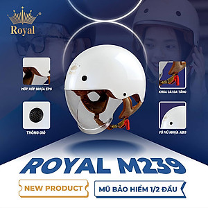 Mũ bảo hiểm xe máy nửa đầu Royal M239 kính âm