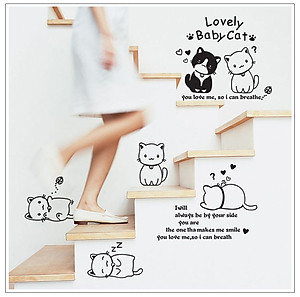Decal dán tường mèo con dễ thương AmyShop DKN044 (110x125cm)