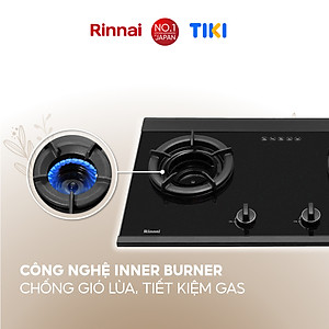 Bếp gas âm đầu đốt trong Rinnai RVB-2SCHi(SB) mặt bếp kính SCHOTT và kiềng bếp gang - Hàng chính hãng