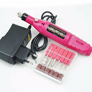 Máy Mài Mini Cầm Tay Làm Nail Tặng Kèm 6 Đầu Mài Tiện Lợi, Mài Móng Tốc Độ 3000 Vòng/Phút, Điều Chỉnh 0-240V, Chà Gót Chân Nữ Women
