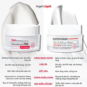 Kem Dưỡng Hỗ Trợ Giảm Thâm Nám Angel's Liquid Glutathione + Niacinamide 7Day Whitening Program 700 V-Cream
