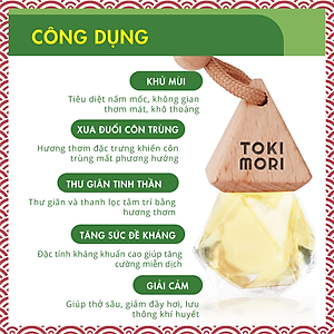 Tinh Dầu Sả Chanh Treo Xe TOKI MORI Xuất Khẩu Nhật Bản (10ml) 100% Thiên Nhiên, An Toàn Cho Trẻ, Xông Phòng, Khử Mùi, Thơm Xe, Chống Ói, Kháng Khuẩn