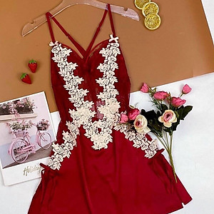 Q71 Váy ngủ lụa hai dây cao cấp  - Váy ngủ 2 dây sexy - Đầm ngủ nữ ren hoa - Đồ ngủ mạc nhà