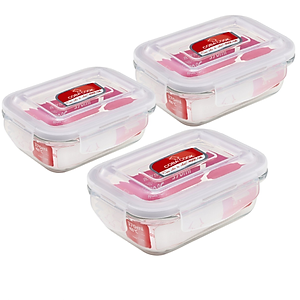 Bộ 6 hộp thủy tinh hình tròn và chữ nhật 370 ml+ 400 ml-CCR4L36