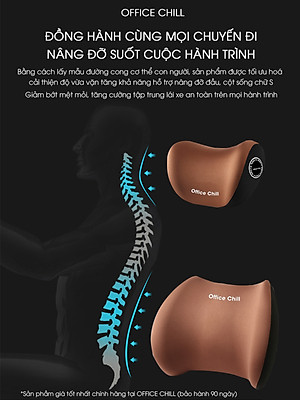 Gối Tựa Đầu Tựa Lưng Cao Cấp Chính Hãng OFFICE CHILL Combo Gối Tựa Lưng Tựa Cổ Ô Tô Ghế Văn Phòng Chất Liệu Cao Su Bảo Hành 90 Ngày