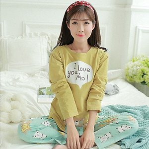 Bộ Đồ Bầu Và Sau Sinh Azuno AZ1014 Mặc Nhà Dài Tay Thu Đông Có thiết Kế Khe Mở Cho Con Bú Tiện Lợi