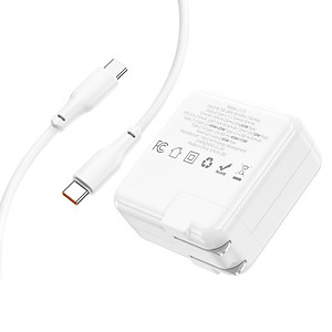 Bộ Củ, cốc sạc nhanh typec 65w cao cấp tiện lợi với 2 cổng Type-C va 1 cổng USB chân dẹp có thể gập gọn lại an toàn chống cháy nổ - Hàng nhập khẩu