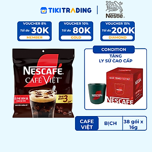 [Tặng Hũ Thủy Tinh NESCAFÉ (Tet 26) NESCAFE 750ml] Cà phê Hòa tan NESCAFÉ CAFÉ VIỆT 35 gói Vị Mạnh đặc trưng