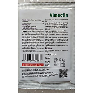 1 gói vimectin (10g) tr.ị nội - ngoại k.í si.nh trù.ng cho yến phụng, vẹt, chim