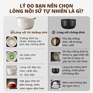 Nồi Cơm Điện Sứ Dưỡng Sinh Mishio MK365 lòng sứ nguyên chất 0.8L không chứa chất chống dính - Hàng chính hãng