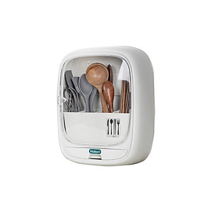 Hộp Đựng Đũa Thìa Dán Tường HOKORI, Bốn Ngăn Tiện Dụng Có Nắp Đậy, Dán Tường Siêu Chắc Chắn - Hàng Việt Nam