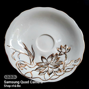 Bộ ấm chén Bát Tràng cao cấp mẫu đơn đỏ vẽ sen vàng