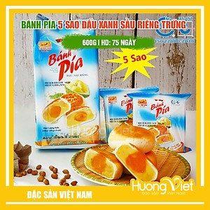 Đặc Sản Sóc Trăng - Bánh Pía Sóc Trăng Đậu Xanh Sầu Riêng Trứng Tân Huê Viên 600G, Bánh Pía Tân Huê Viên 5 Sao 1 Trứng