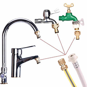 Đầu nối nhanh 16 có đai siết bằng Đồng, Khớp nối nhanh từ vòi nước, Đai siết cổ dê vòi nước, Đai nối vòi nước