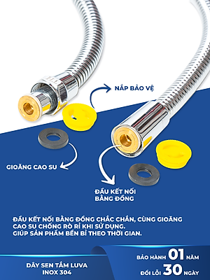 Combo vòi sen tăng áp LUVA VS4 kèm dây sen LUVA dài 1.5m
