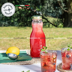 Chai thủy tinh nắp vặn Quattro 1000ml thân bầu - Bormioli Rocco - Italy