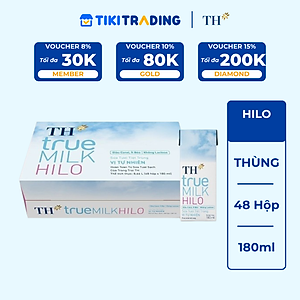 Thùng 48 hộp sữa tươi tiệt trùng TH True Milk  HILO vị tự nhiên 180ml