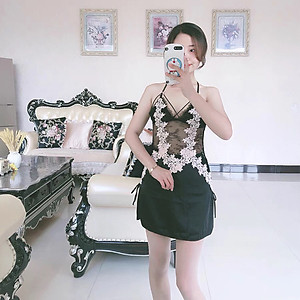 Q71 Váy ngủ lụa hai dây cao cấp  - Váy ngủ 2 dây sexy - Đầm ngủ nữ ren hoa - Đồ ngủ mạc nhà