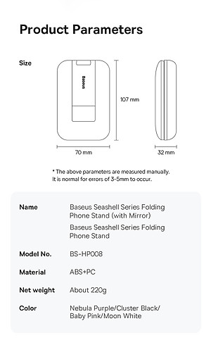 Giá Đỡ Điện Thoại Để Bàn Gấp Gọn Baseus Seashell Chắc Chắn Sang Trọng - Hàng chính hãng