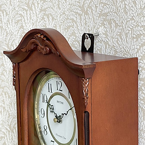 Đồng hồ treo tường RHYTHM WOODEN WALL CLOCKS CHIME CMJ502FR06 ( Kích thước 23.0 x 48.1 x 10.9cm), Vỏ màu nâu