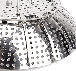 Rổ Hấp Xửng Hấp Inox Xếp Gọn + Tặng 1 Dụng Cụ Gắp Nóng