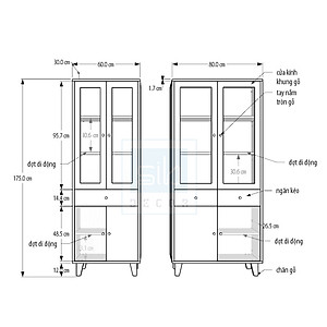 Tủ Gỗ Kết Hợp Cửa Kính Thương Hiệu SIB Decor Đa Năng, Hiện Đại KG45