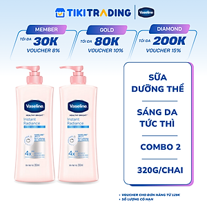 Combo 2 Sữa dưỡng thể dưỡng sáng da tức thì VASELINE Healthy Bright Instant Radiance 320ML/chai