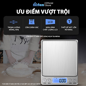 Cân Điện Tử Mini Cao Cấp 2024 MIFAN 0.01g - 3kg - Nhỏ Gọn, Siêu Chính Xác, Thép Không Gỉ, Màn LCD -Tặng 2 Đĩa Cân Và Pin