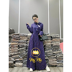 Áo chống nắng nữ toàn thân lanh nhung Nhật 3 lớp họa tiết hình dài kín chân - ao chong nang nu 3 lop