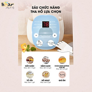 [Hàng Chính Hãng] Nồi nấu chậm Bear 0,8L SUBE001 (có lồng hấp). Đủ 3 màu: Vàng, hồng, nâu. sử dụng để Nấu, hấp, hầm cách thủy, giữ 100% giá trị dinh dưỡng có ruột nồi bằng sứ cao cấp.
