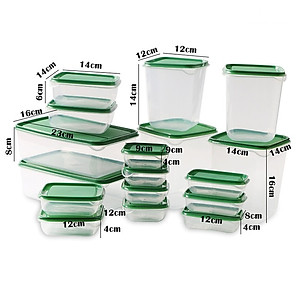 Bộ 17 Hộp Đựng Thực Phẩm Đa Năng Chất Liệu Nhựa Cao Cấp - Tiện Dụng - An Toàn Cho Sức Khỏe - Sử Dụng Được Với Lò Vi Sóng- Hàng Chính Hãng MINIIN