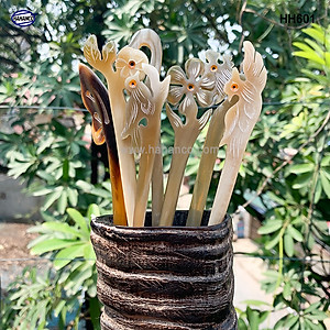 Trâm cài tóc bằng sừng hàng VJP (HH603) Được đục khắc tinh tế, đủ hình dáng độc đáo