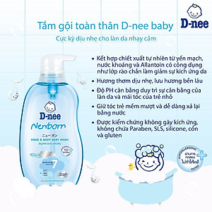 Dung Dịch Tắm Gội Toàn Thân Cho Bé Dưới 3 Tuổi D-nee - Chai 800ml (Xanh)