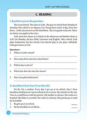 Bài Tập Tiếng Anh Lớp 6 (Không Đáp Án) (Sách Màu)