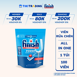 Viên Rửa Chén Bát Hương Chanh Finish Powerball Power All In 1 Max - Túi 100 viên siêu tiết kiệm