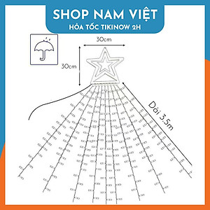 Đèn Sao Thả 9 Dây Năng Lượng Mặt Trời Trang Trí Giáng Sinh, Năm Mới