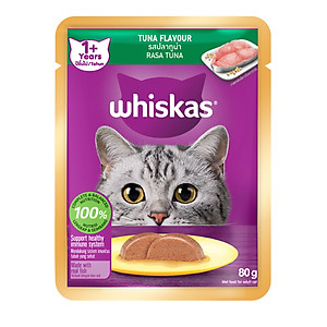 [Combo 12 Gói] Thức Ăn Cho Mèo WHISKAS 1+ years Vị Cá Ngừ 80g/Gói