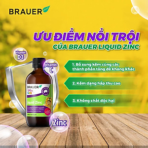 Kẽm giảm biếng ăn cho trẻ 1 - 13 tuổi Brauer Zinc Úc hỗ trợ trẻ ăn ngon, hấp thụ tốt, ngủ ngon, tăng sức đề kháng, phát triển tốt - OZ Slim Store