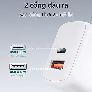 Cốc sạc Bagi 30W 1USB 1Type-C PD30W - Hàng chính hãng