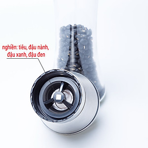 Lọ xay tiêu cầm tay nắp viền inox 304 lọ thủy tinh Hobby Home Decor XT mẫu thon cao và mẫu thấp tùy chọn