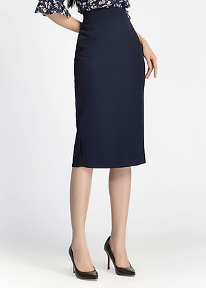 Chân Váy Midi Xẻ Sau De Leah - Xanh Dương Đen