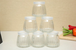 Bộ 12 Hũ Thuỷ Tinh Sọc 100ML Làm Yaourt- Sữa Chua Caramen-Pudding- Có Nắp Đậy- Hàng Chính Hãng MINIIN