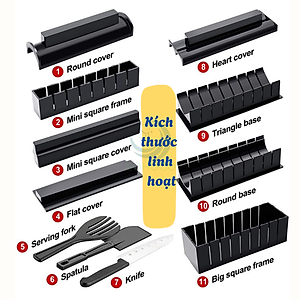 Bộ Khuôn Làm Sushi 10 Món Đa Hình Dạng Dụng Cụ Làm Sushi 10 Món – Nhanh Gọn, Tiện Lợi Khuôn Sushi 10 Món – Dễ Dàng Tạo Hình Đẹp Bộ Làm Sushi 10 Món – Chất Liệu Nhựa ABS An Toàn SushiSet 10 – Đầy Đủ Dụng Cụ Làm Sushi Tại Nhà