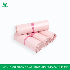 Combo 100 túi nilon gói hàng - túi niêm phong đóng hàng màu hồng đào - NHIỀU KÍCH THƯỚC