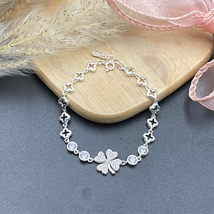 Vòng Tay Lắc Tay Nữ Bạc Ta Cỏ 4 Lá Đính Đá BẠC HIỂU MINH LTU614