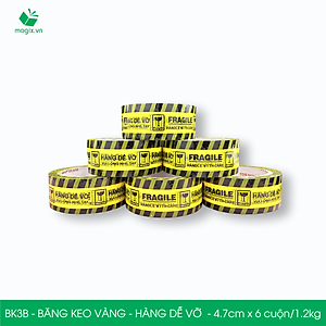 BK3B - 1 Cuộn băng keo HÀNG DỄ VỠ 4.7cm x 6 cuộn/1.2kg - Băng dính niêm phong đóng hàng