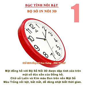 Đồng Hồ Treo Tường EASTAR Cao Cấp Tròn – Số Dập Nổi Máy KIM TRÔI – Bảo Hành 2 Năm – Tặng Pin Maxell