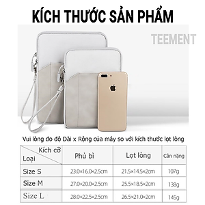 Túi Chống Sốc Đựng Ipad Teement, Máy Tính Bảng 2 Ngăn Kèm Khe Cắm Bút, Có Quai Xách Nhiều Size 8in, 9.7in, 10.2in, 10.5in, 11in - Hàng Chính Hãng